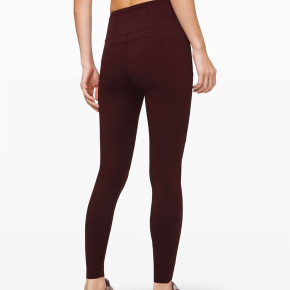 Lululemon Fast & Free Leggings - Maroon 25" - Picture 2 of 8